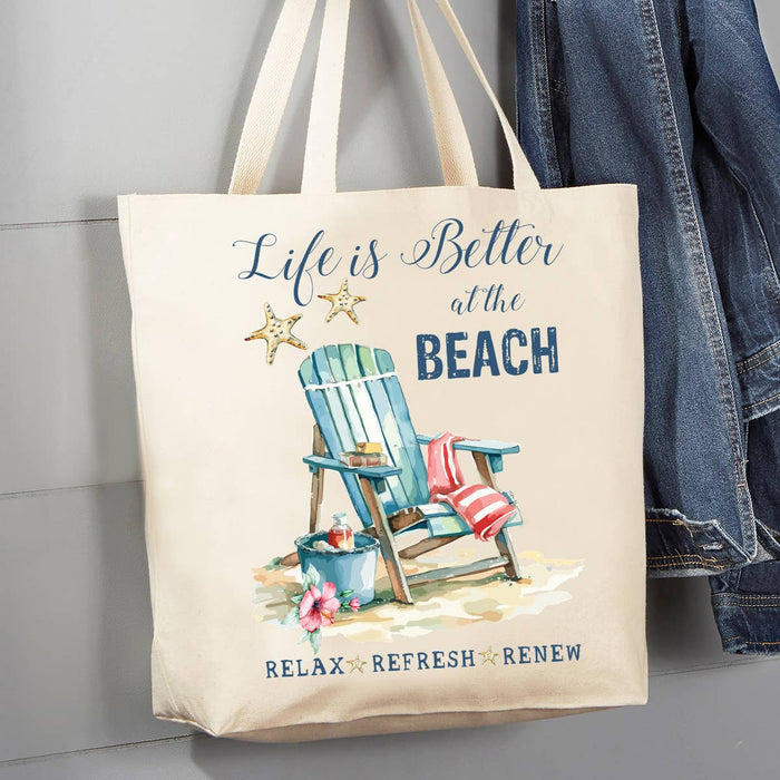 Coastal Life is better at the Beach 12 oz Canvas Tote Bag