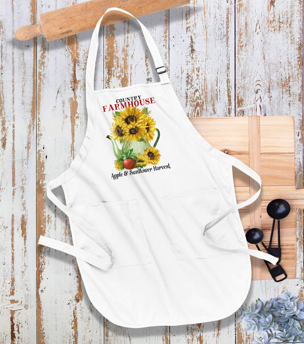 Autumn Fall Farmhouse Sunflowers Kitchen Cotton Apron