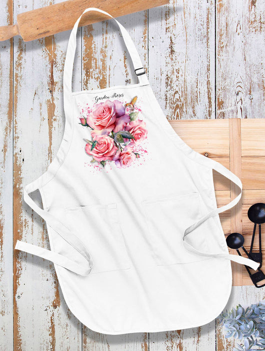 Spring Garden Roses Flowers Kitchen Cotton Apron