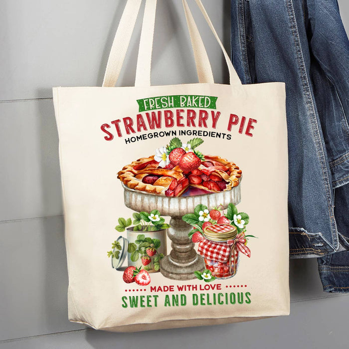 Country Fresh Baked Strawberry Pie 12 oz Canvas Tote Bag