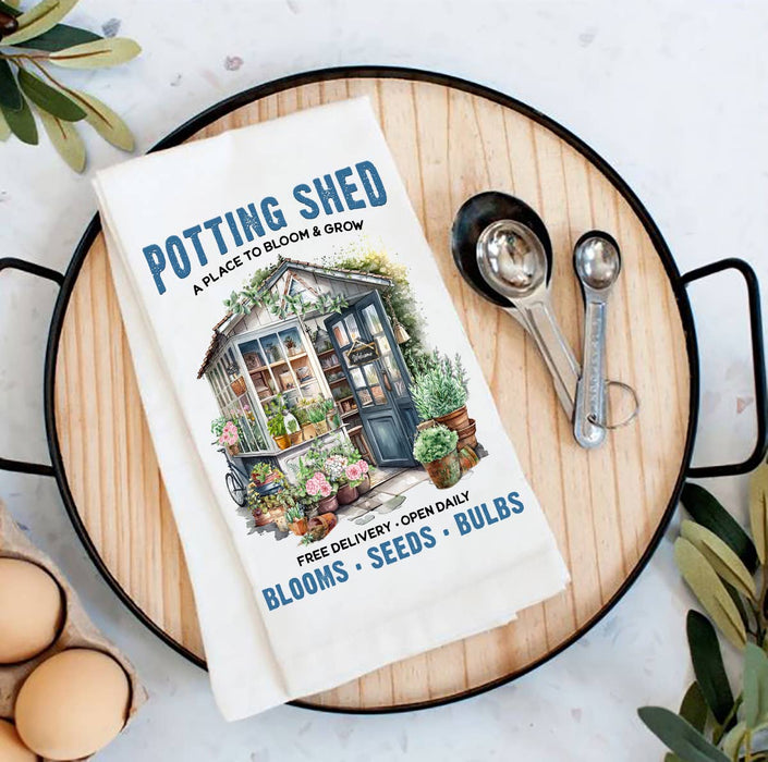 Bloom & Grow Potting Shed Flour Sack Tea Towel