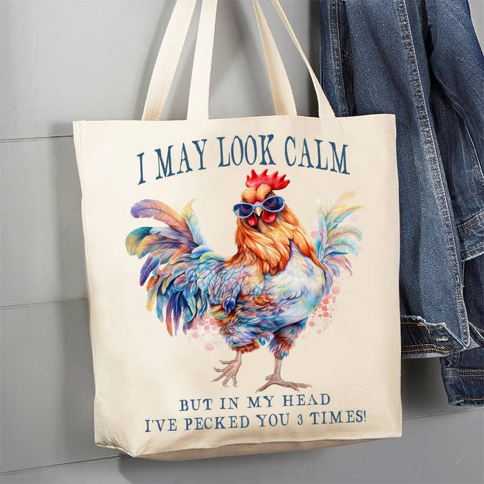 May Look Calm Funny Saying 12 oz Canvas Tote Bag