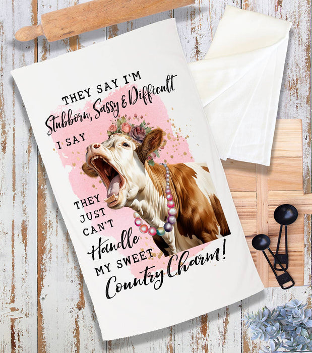 Stubborn Sassy Country Charm Cow Terry Cloth Towel