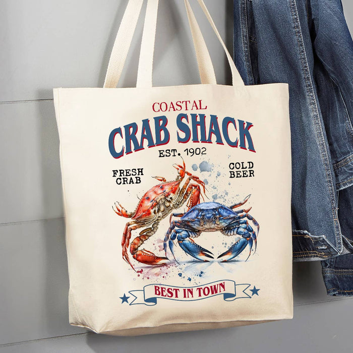 Coastal Beach Crab Shack 12 oz Canvas Tote Bag