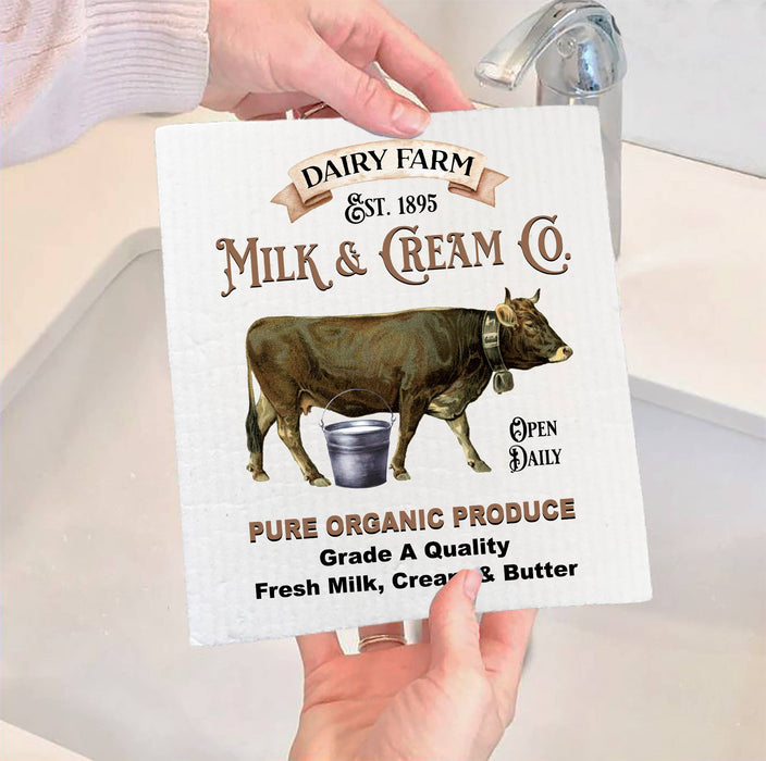 Dairy Farm Milk Cream Cow SWEDISH DISH CLOTH