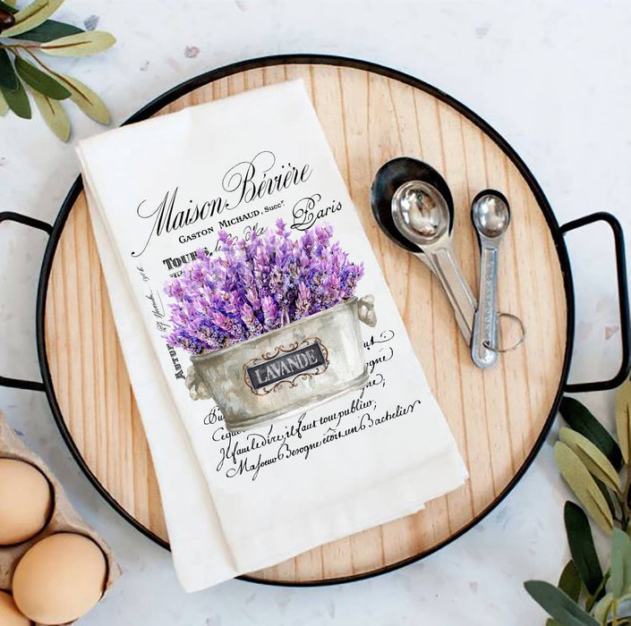 Vintage French Lavender Paris Flour Sack Tea Towel