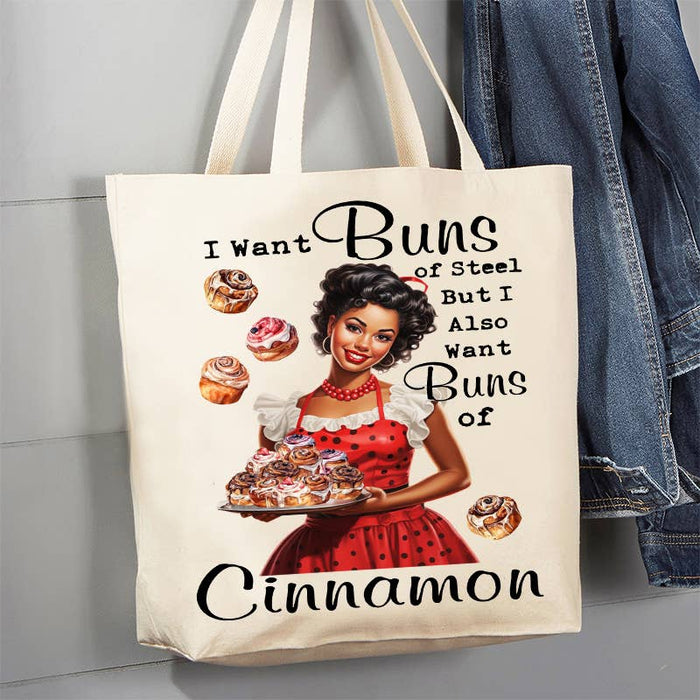 Buns of Steel Buns of Cinnamon Funny 12 oz Canvas Tote Bag