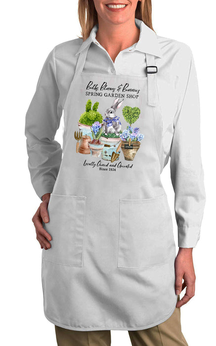Spring Garden Flowers Bunnies Cotton Apron