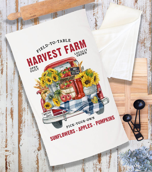 Autumn Fall Harvest Farms Red Truck Terry Cloth Towel