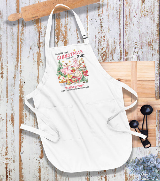 Christmas Pink Sugar Plum Bakery Kitchen Cotton Apron