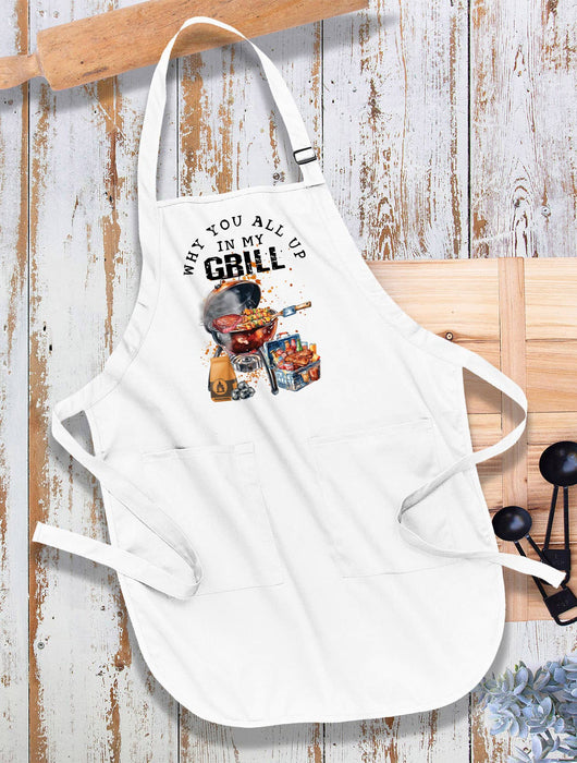 All Up in my Grill BBQ Funny Kitchen Cotton Apron