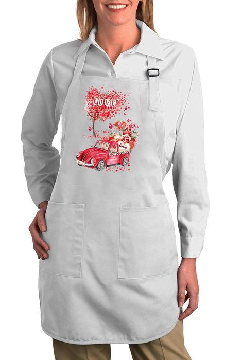 Valentine Gnome Red Truck Hearts Cotton Apron