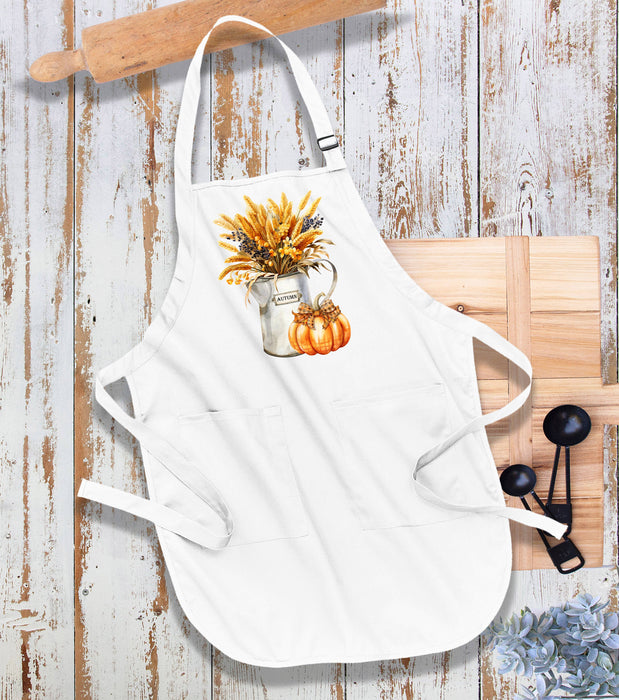 Fall Autumn Orange Checkered Pumpkins Kitchen Cotton Apron