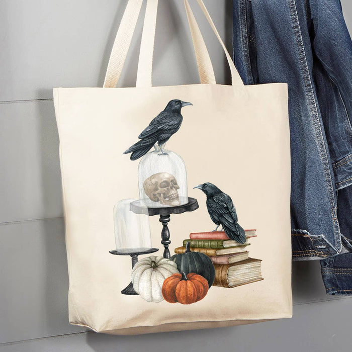 Halloween Black Crow Pumpkins 12 oz Canvas Tote Bag