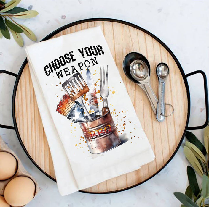 Choose your Weapon BBQ Cooking Flour Sack Tea Towel