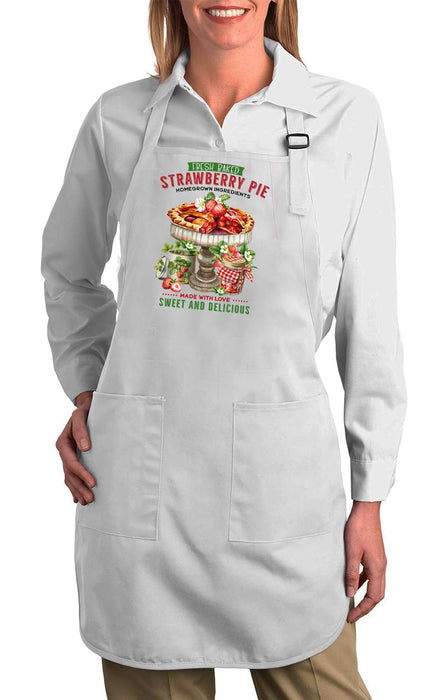 Country Fresh Baked Strawberry Pie Kitchen Cotton Apron
