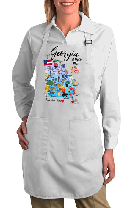 Georgia State Map Souvenir Cotton Apron