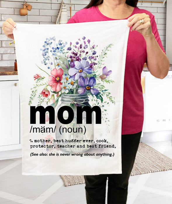 Mom Mother Definition Flowers Kitchen Terry Cloth Towel