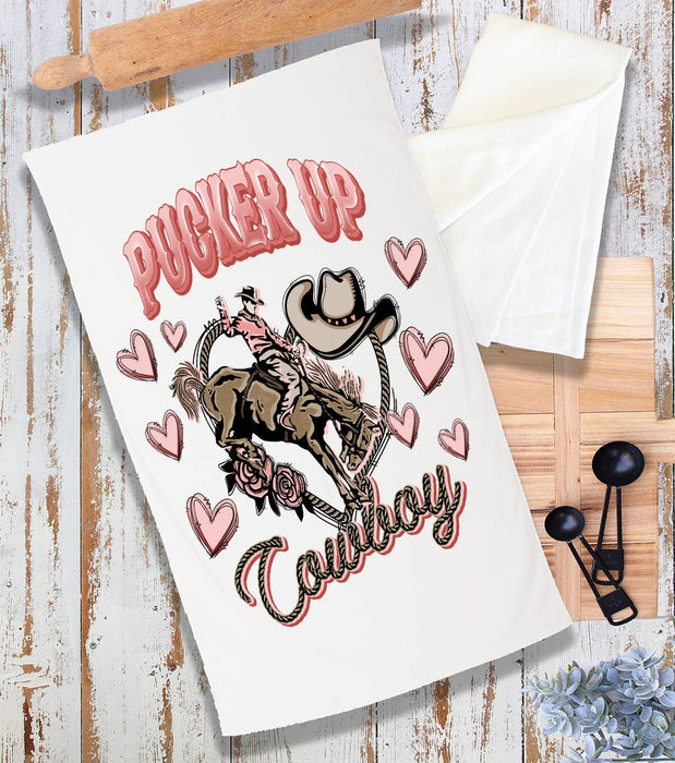 Valentine Pucker Up Cowboy Western Terry Cloth Towel