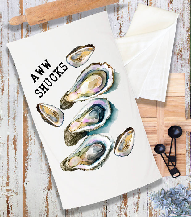 Oysters Aw Shucks Coastal Beach Terry Cloth Towel