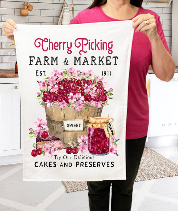 Farmer Market Sweet Cherries Kitchen Terry Cloth Towels