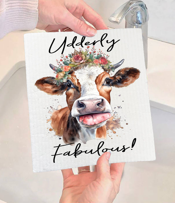 Udderly Fabulous Cow Farmhouse SWEDISH DISH CLOTH