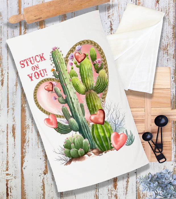 Valentine Western Saguaro Cactus Terry Cloth Towel