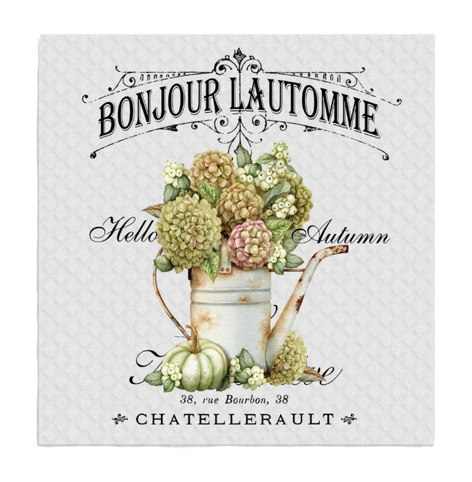 Hello Autumn Fall Paris France SWEDISH DISH CLOTH