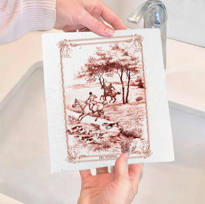 Vintag English Fox Hunting Swedish Dishcloth