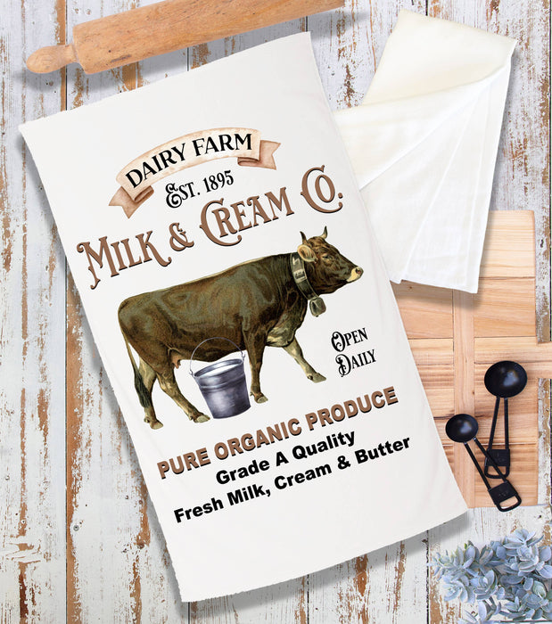 Dairy Farm Milk Cream Cow Terry Cloth Towel
