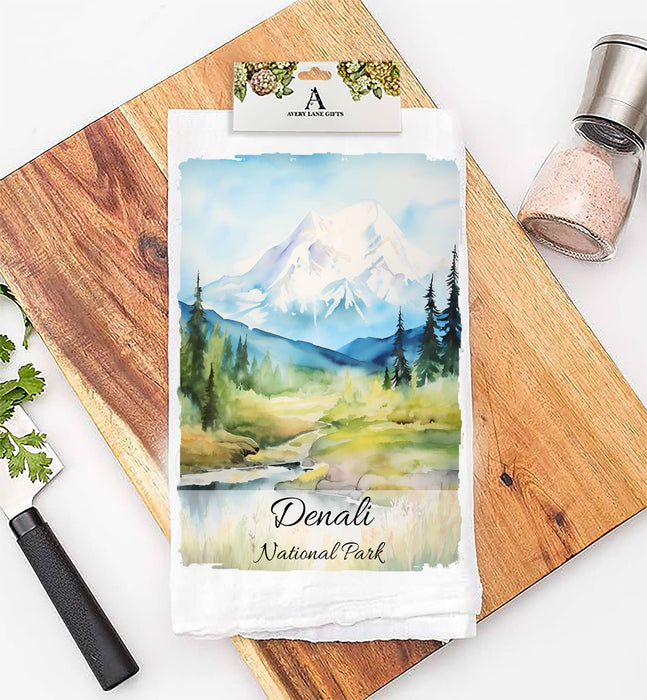 Denali National Park Alaska Flour Sack Tea Towel