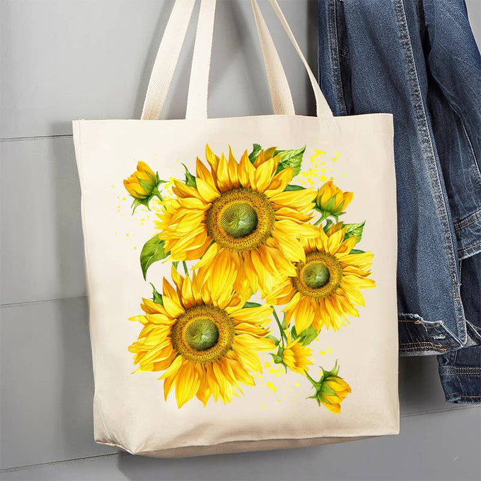 Spring Summer Yellow Sunflowers 12 oz Canvas Tote Bag