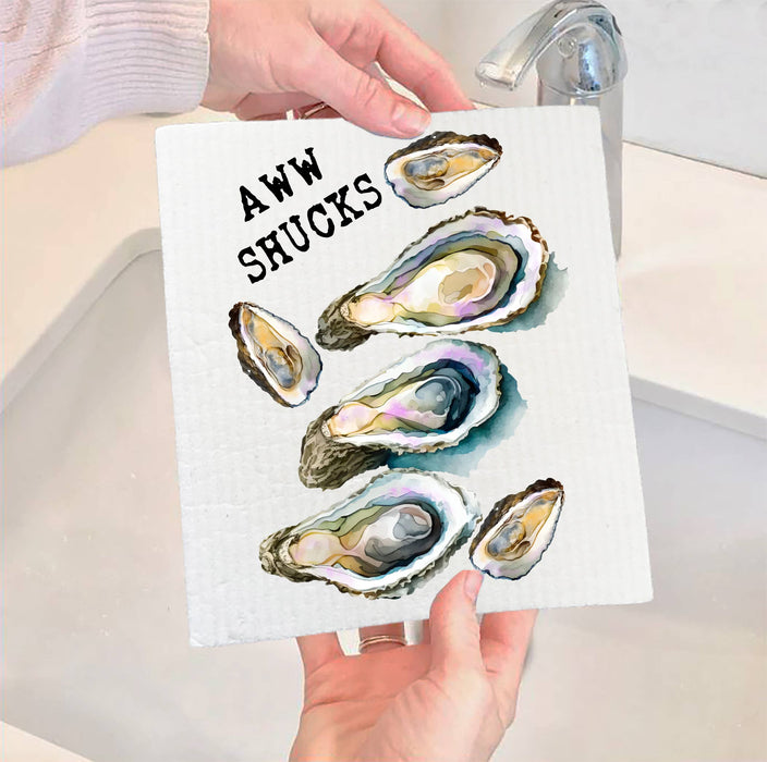 Oysters Aw Shucks Coastal Beach SWEDISH DISH CLOTH