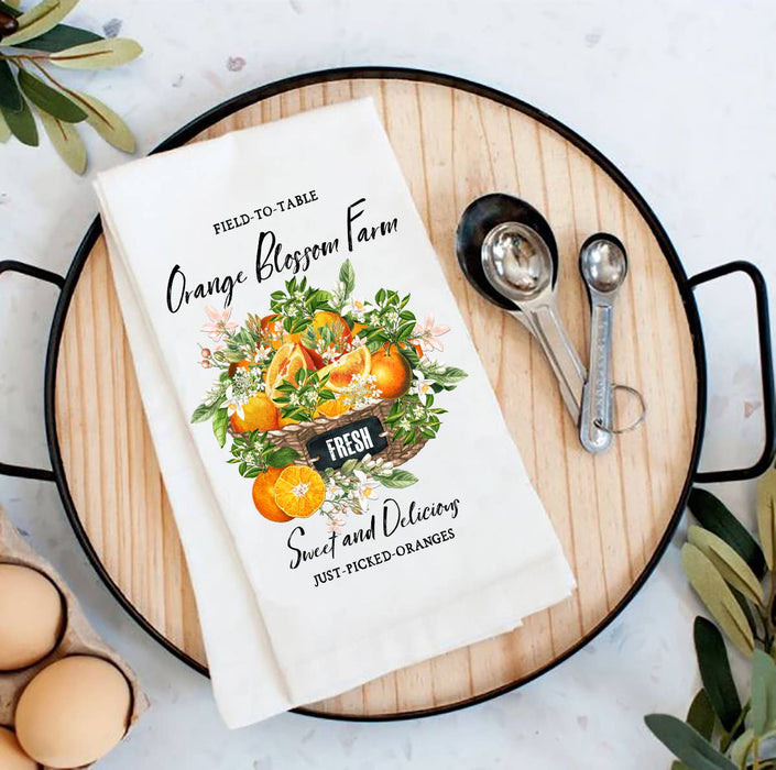 Country Orange Blossom Farm Flour Sack Tea Towel