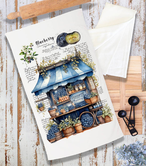 Vintage Blueberry Fruit Cart Market Terry Cloth Towel