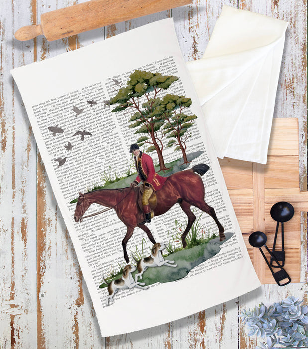 Vintage Fox Hunting Horses Terry Cloth Towel