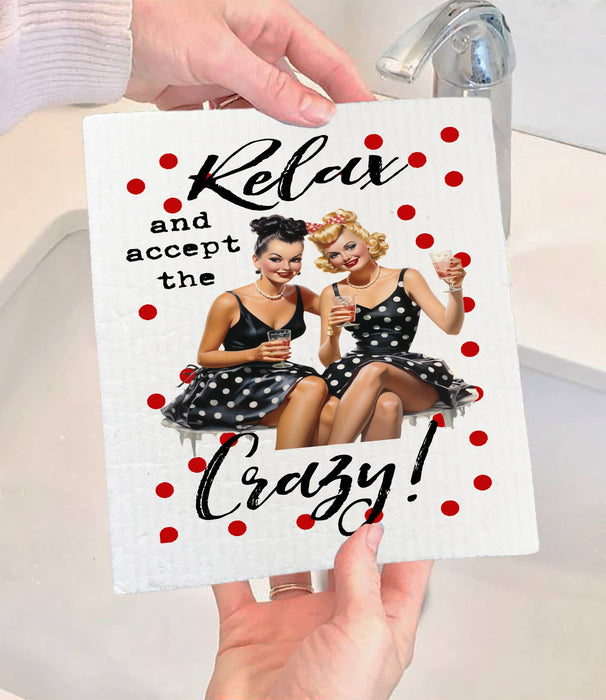Relax Enjoy the Crazy Funny Housewife SWEDISH DISH CLOTH