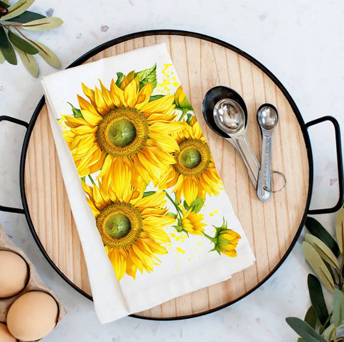 Spring Summer Yellow Sunflowers Flour Sack Tea Towel
