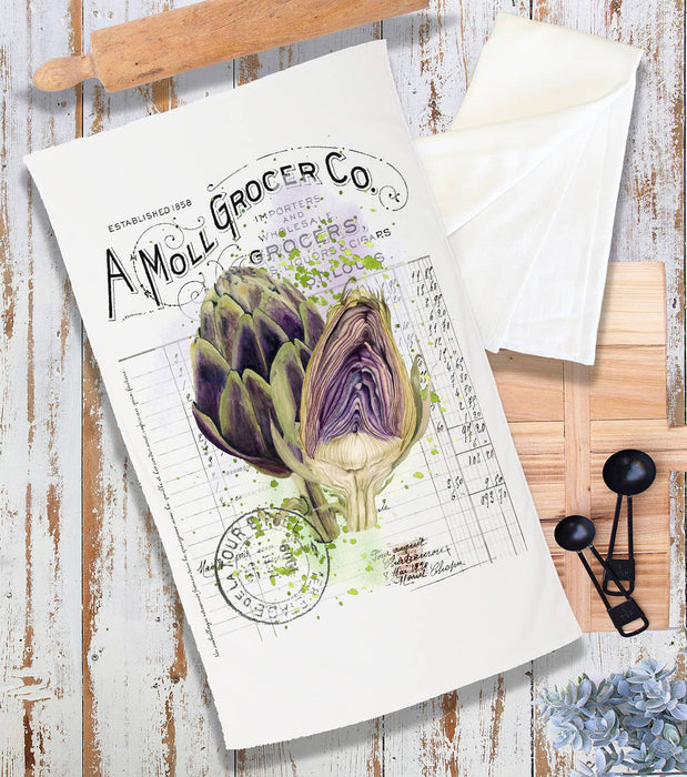 Vintage Farmhouse Artichoke Vegetables Terry Cloth Towel