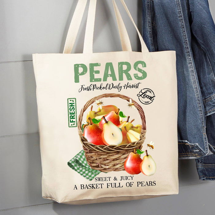 Country Farm Fresh Pears Fruit 12 oz Canvas Tote Bag