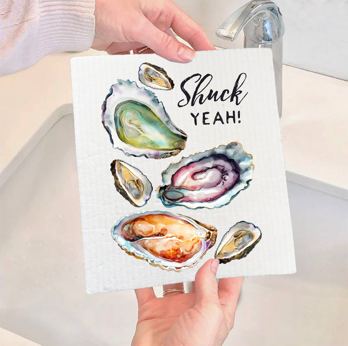 Oysters Shuck Yeah Coastal Beach SWEDISH DISH CLOTH