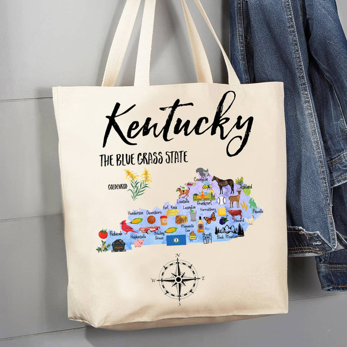 Kentucky State Map Souvenir 12 oz Canvas Tote Bag