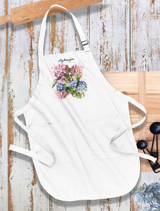 Spring Garden Pink Hydrangeas Kitchen Cotton Apron