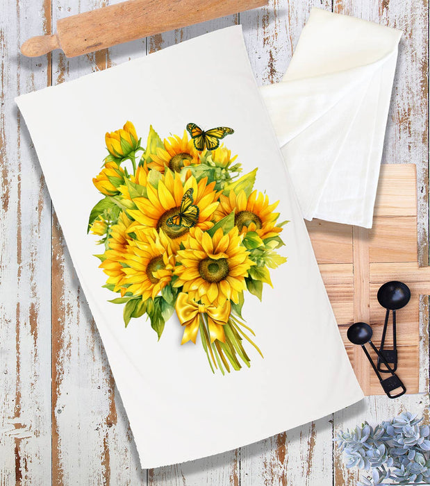 Sunflowers Butterfly Bouquet Terry Cloth Towel