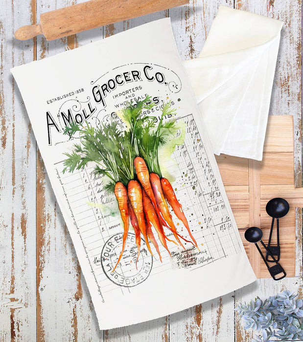 Vintage Farmhouse Carrots Vegetables Terry Cloth Towel
