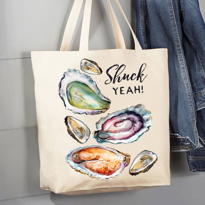 Oysters Shuck Yeah Coastal Beach 12 oz Canvas Tote Bag