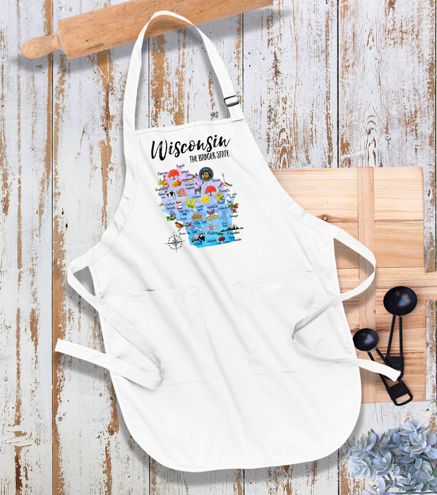 Wisconsin State Map Souvenir Cotton Apron