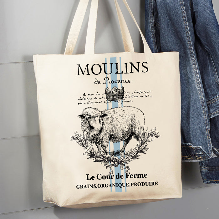 Vintage French Moulins Lamb 12 oz Canvas Tote Bag