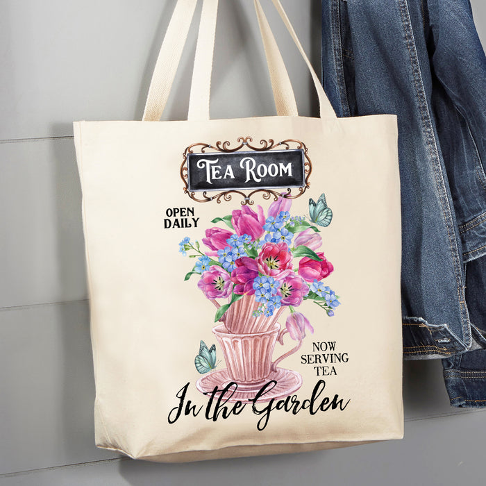 Tea Room in the Garden Tulips 12 oz Canvas Tote Bag