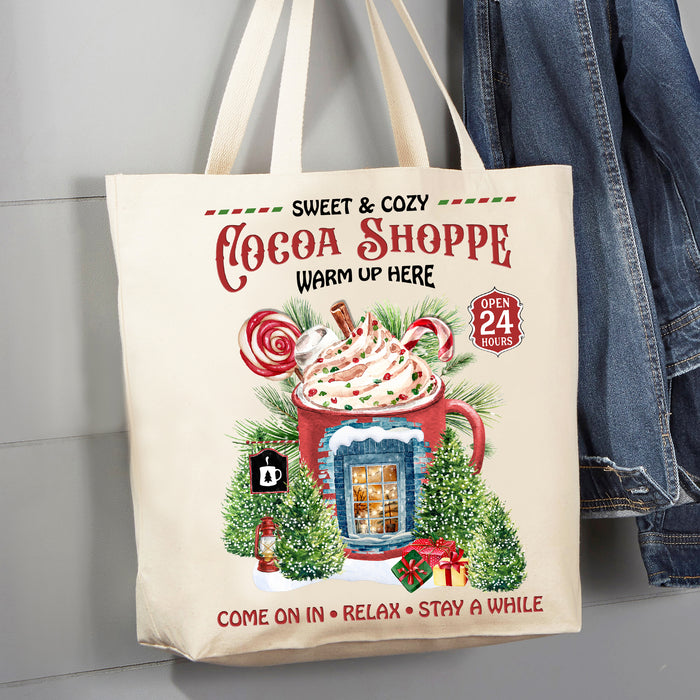 Christmas Cocoa Shoppe 12 oz Canvas Tote Bag